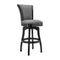 Armen Living Barstool Armen Living | Raleigh 30" Bar Height Swivel Barstool in Black Finish and Gray Faux Leather | LCRABASIBLGR30
