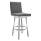 Armen Living Barstool Armen Living | Rochester Swivel Modern Metal and Gray Faux Leather Bar and Counter Stool | 721535752157
