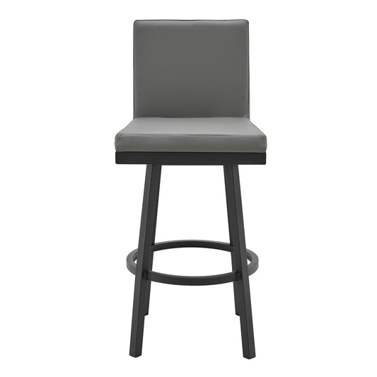Armen Living Barstool Armen Living | Rochester Swivel Modern Metal and Gray Faux Leather Bar and Counter Stool | 721535752164