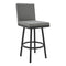 Armen Living Barstool Armen Living - Rochester Swivel Modern Metal and Gray Faux Leather Bar and Counter Stool | 721535752171