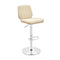 Armen Living Barstool Armen Living | Sabine Adjustable Swivel Cream Faux Leather with Walnut Back and Chrome Bar Stool | LCSBBAWACR