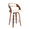 Armen Living Barstool Armen Living | Shelly 26" Counter Height Swivel Cream Faux Leather and Walnut Wood Bar Stool | LCSHBACRWA26