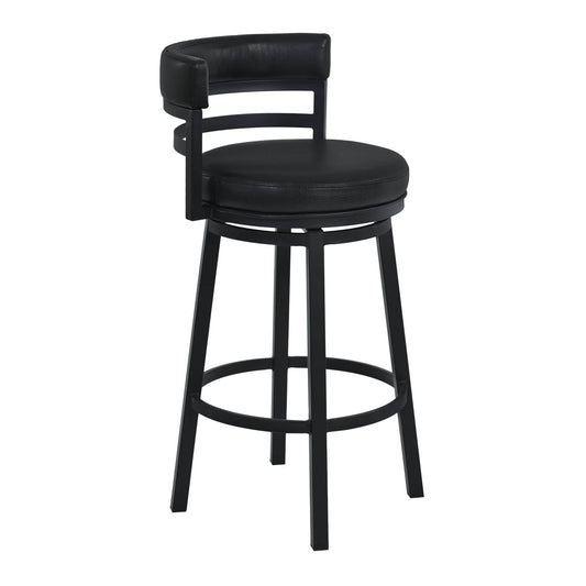 Armen Living Barstool Armen Living | Titana 26" Counter Height Metal Swivel Barstool in Ford Black Pu and Black Finish | 721535746903