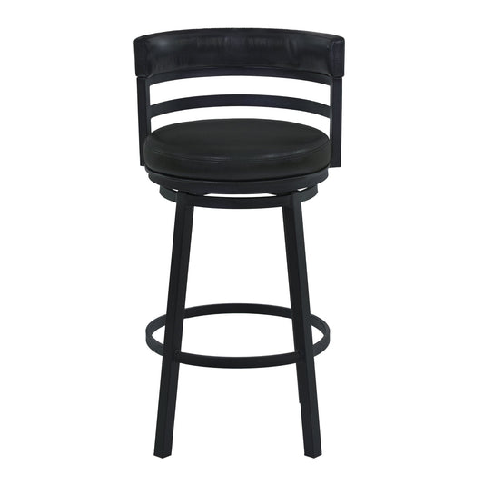 Armen Living Barstool Armen Living | Titana 26" Counter Height Metal Swivel Barstool in Ford Black Pu and Black Finish | 721535746903