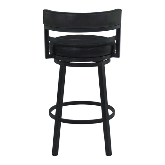 Armen Living Barstool Armen Living | Titana 30" Bar Height Metal Swivel Barstool in Ford Black Pu and Black Finish | 721535746910