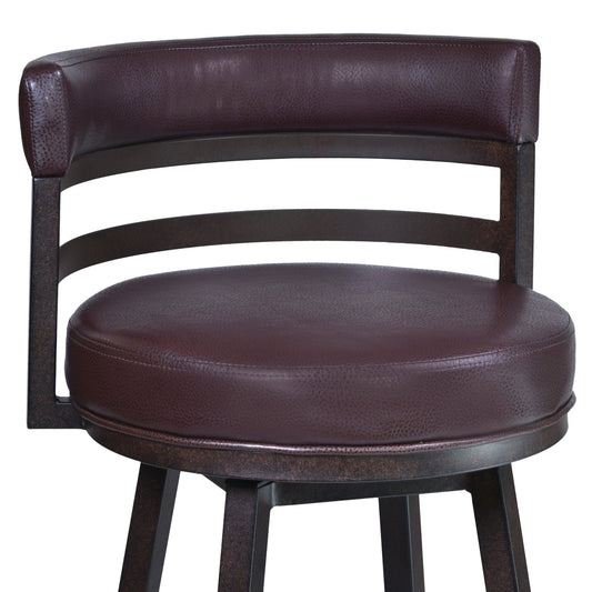 Armen Living Barstool Armen Living - Titana 30" Barstool in Auburn Bay finish with Brown Pu upholstery | 721535746859