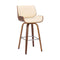 Armen Living Barstool Armen Living - Tyler 26" Counter Height Swivel Cream Faux Leather and Walnut Wood Bar Stool | LCTYBACRWA26