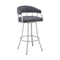 Armen Living Barstool Armen Living | Valerie 26" Swivel Slate Grey Faux Leather and Silver Metal Bar Stool | LCVLBASLGR26
