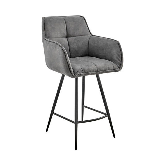 Armen Living Barstool Armen Living - Verona 26" Counter Height Bar Stool in Charcoal Fabric and Black Finish | LCVRBACH26