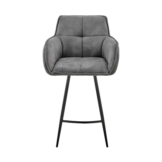 Armen Living Barstool Armen Living - Verona 26" Counter Height Bar Stool in Charcoal Fabric and Black Finish | LCVRBACH26