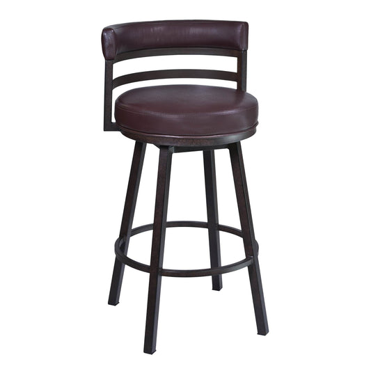 Armen Living Barstool Auburn Bay finish with Brown Pu upholstery Armen Living - Titana 30" Barstool in Auburn Bay finish with Brown Pu upholstery | 721535746859
