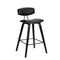 Armen Living Barstool Black Faux Leather and Black Wood Mid-Century Modern Bar Stool Armen Living - Fox 25.5" Counter Height Black Faux Leather and Black Wood Mid-Century Modern Bar Stool | LCFOBABLBL26
