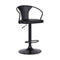 Armen Living Barstool Black Faux Leather and Wood Bar Armen Living - Eagle Adjustable Height Swivel Black Faux Leather and Wood Bar Stool with Black Metal Base | LCEASWBABLBL