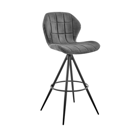 Armen Living Barstool Charcoal Fabric and Black Finish Armen Living - Catalina 30" Bar Height Bar Stool in Charcoal Fabric and Balck Finish | LCCTBACH30