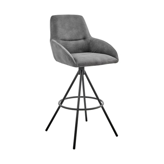 Armen Living Barstool Charcoal Fabric and Black Finish Armen Living - Odessa 26" Counter Height Bar Stool in Charcoal Fabric and Black Finish | LCODBACH26