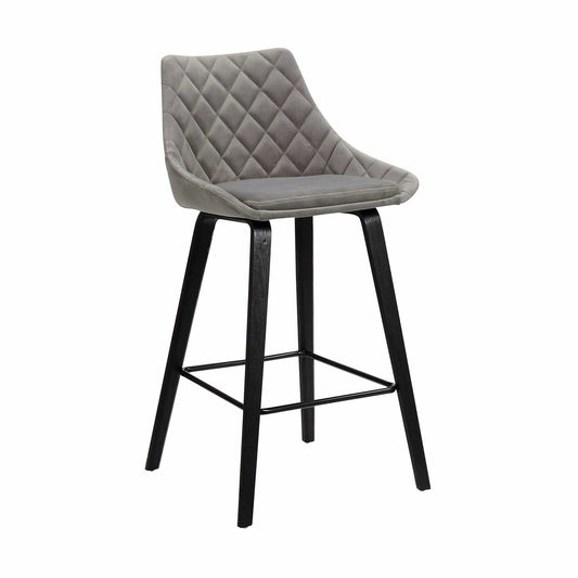 Armen Living Barstool Gray Velvet Barstool in Black Brushed Wood Finish Armen Living - Dani 26" Gray Velvet Barstool in Black Brushed Wood Finish | LCDIBABLGR26