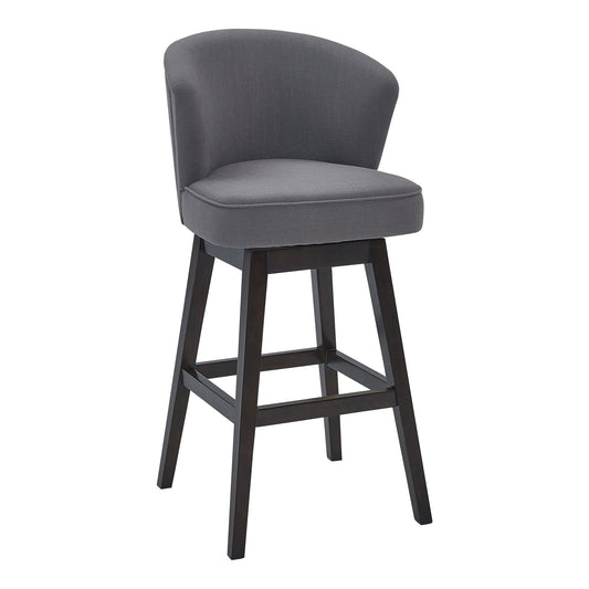 Armen Living Barstool Grey Fabric Armen Living - Brandy 26" Counter Height Swivel Grey Fabric and Espresso Wood Bar Stool | LCBDBAESGR26