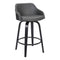 Armen Living Barstool Grey Faux Leather and Black Wood Bar Stool Armen Living - Alec 30" Bar Height Swivel Grey Faux Leather and Black Wood Bar Stool | LCAEBABLGR30