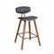 Armen Living Barstool Grey Faux Leather and Walnut Wood Mid-Century Modern Bar Stool Armen Living - Fox 25.5" Counter Height Grey Faux Leather and Walnut Wood Mid-Century Modern Bar Stool | LCFOBAWAGR26