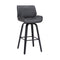 Armen Living Barstool Grey Leather & Black Wood Bar Armen Living - Tyler 30" Bar Height Swivel Grey Faux Leather and Black Wood Bar Stool | LCTYBAGRBL30