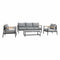 Armen Living Conversation Set Armen Living | Crown 4 Piece Black Aluminum and Teak Outdoor Seating Set with Dark Gray Cushions | SETODCRBL