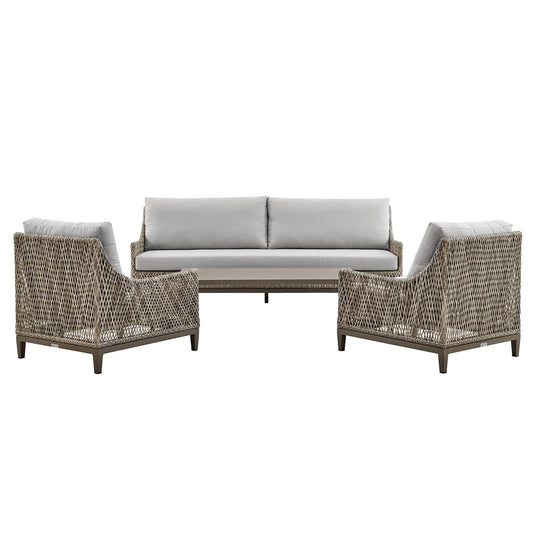 Armen Living Conversation Set Armen Living | Grenada 4 Piece Outdoor Gray Fabric and Wicker Conversation Set | SETODGDGR