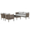 Armen Living Conversation Set Armen Living | Safari 4 Piece Outdoor Aluminum and Rope Seating Set with Grey Cushions | SETODSABR