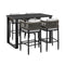 Armen Living Outdoor Bar Set Armen Living | Alegria Outdoor Patio 5-Piece Bar Table Set in Aluminum with Grey Rope and Cushions | SETODAFBL30
