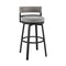 Armen Living Outdoor Bar Stool Armen Living | Encinitas Outdoor Patio Counter Height Swivel Bar Stool in Aluminum and Wicker with Grey Cushions | LCECBAGR26