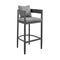 Armen Living Outdoor Bar Stool Armen Living | Menorca Outdoor Patio Counter Height Bar Stool in Aluminum with Grey Cushions | LCMQBAGR26