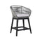 Armen Living Outdoor Bar Stool Armen Living | Tutti Frutti Indoor Outdoor Counter Height Bar Stool in Black Brushed Wood with Grey Rope | LCTFBAGRBL26