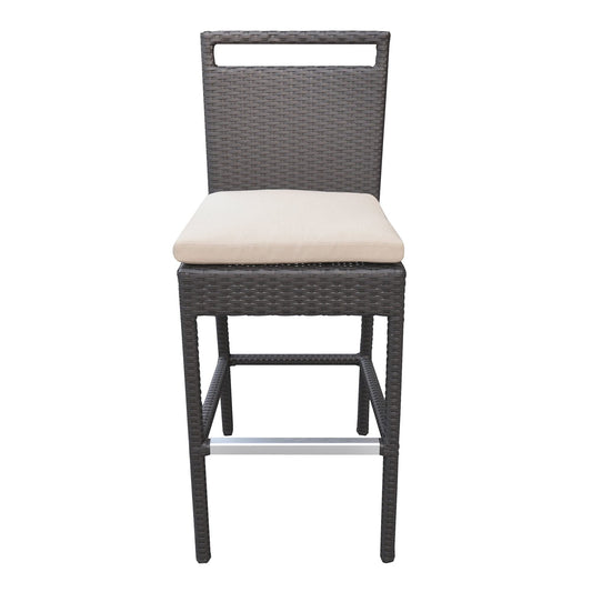Armen Living Outdoor Barstool Armen Living | Tropez Outdoor Patio Wicker Barstool with Water Resistant Beige Fabric Cushions | LCTRBABE