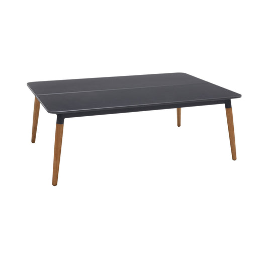 Armen Living Outdoor Coffee Table Armen Living | Ipanema Outdoor Dark Grey Rectangular Coffee Table with Teak Legs | LCIPCODGR