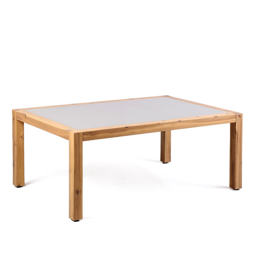 Armen Living Outdoor Coffee Table Armen Living | Sienna Outdoor Coffee Table with Teak Finish and Stone Top | LCSICOWDTK