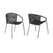Armen Living Outdoor Dining Chair Armen Living | Snack Indoor Outdoor Stackable Steel Dining Chair with Black Rope - Set of 2 | LCSNSIBL
