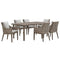 Armen Living Outdoor Dining Set Armen Living | Grenada 7 Piece Gray Aluminum Outdoor Dining Set with Gray Fabric | SETODGDDIGR7