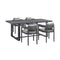 Armen Living Outdoor Dining Set Armen Living | Menorca Outdoor Patio 5-Piece Dining Table Set in Aluminum with Grey Cushions | SETODME5BLGRY