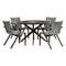 Armen Living Outdoor Dining Set Armen Living | Oasis and Brielle Outdoor 5 Piece Dark Eucalyptus and Concrete Dining Set | SETOADIDK5A