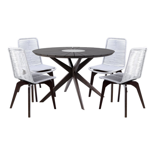 Armen Living Outdoor Dining Set Armen Living | Oasis and Island Outdoor 5 Piece Dark Eucalyptus and Concrete Dining Set | SETOADIDK5B