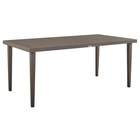 Armen Living Outdoor Dining Table Armen Living | Grenada Outdoor Aluminum Gray Rectangle Dining Table | LCGDDIGR