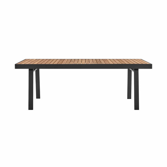 Armen Living Outdoor Dining Table Armen Living | Nofi Outdoor Patio Dining Table in Charcoal Finish with Teak Wood Top | LCNODIGR