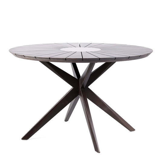 Armen Living Outdoor Dining Table Armen Living | Oasis Outdoor Dark Eucalyptus Wood and Concrete Round Dining Table | LCOADIWDDK