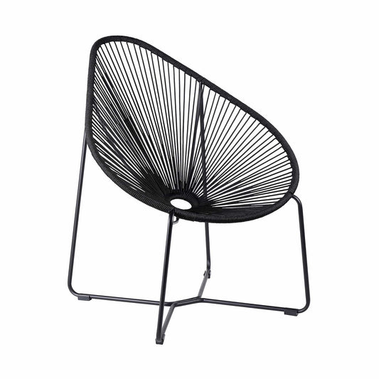 Armen Living Outdoor Lounge Chair Armen Living | Acapulco Indoor Outdoor Steel Papasan Lounge Chair with Black Rope | LCACSIBL