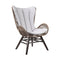 Armen Living Outdoor Lounge Chair Armen Living | King Indoor Outdoor Lounge Chair in Dark Eucalyptus Wood with Truffle Rope and Grey Cushion | LCKGCHTRU