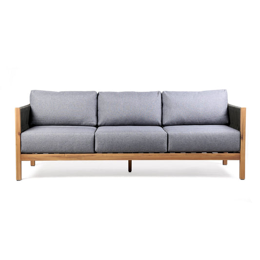 Armen Living Outdoor Sofa Armen Living | Sienna Outdoor Eucalyptus Sofa in Teak Finish with Grey Cushions | LCSISOWDTK