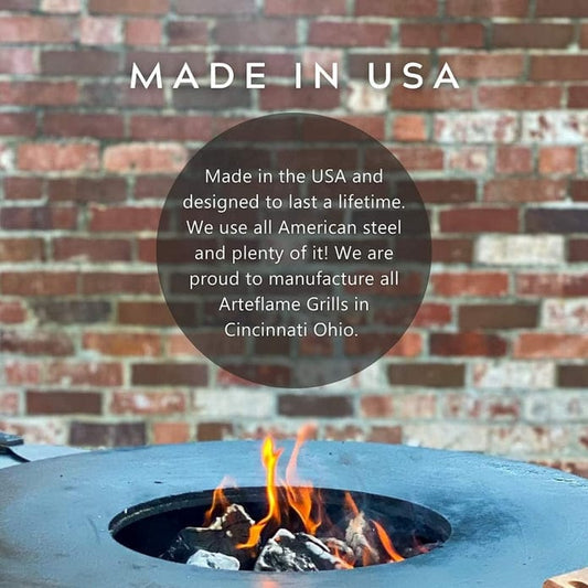 Arteflame ARTEFLAME Classic 40" Grill With A High Round Base With Storage Starter Bundle With 2 Grilling Accessories