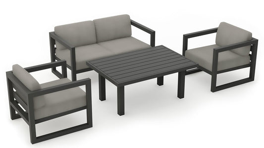 Harmonia Living - Avion Classic 4 Piece Sofa Set - Slate | AVN-SL-SET114