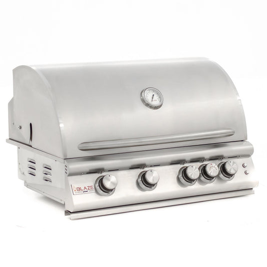 Blaze Gas Grills Propane 32" 4 Burner with Red knob Lights and Interior Lights LP/ NG - Marine Grade