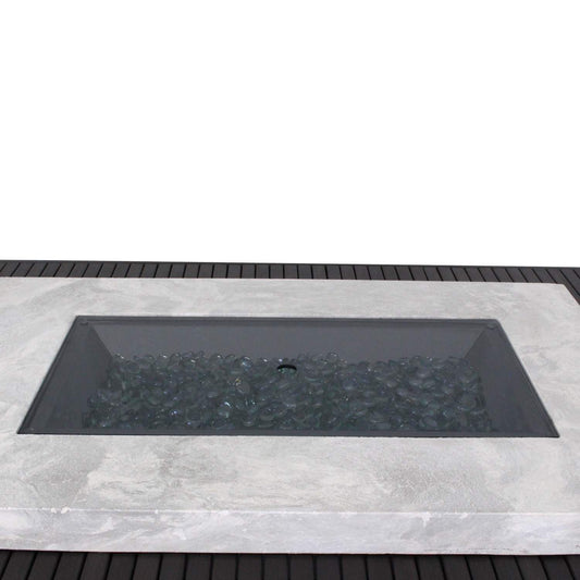 Outdoor Greatroom - 12" x 24" Linear Grey Glass Burner Cover - 1224-GREY-GLASS-COVER