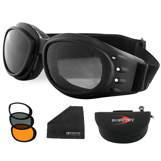 Bobster Apparel : Eyewear - Sunglasses Bobster Cruiser 2 Interchange Goggle Black Frame 3 Lenses